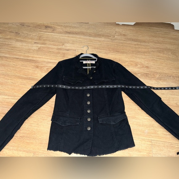 Free People Black Ella Sergeant Jacket Lace Up Sleeves - Picture 8 of 8